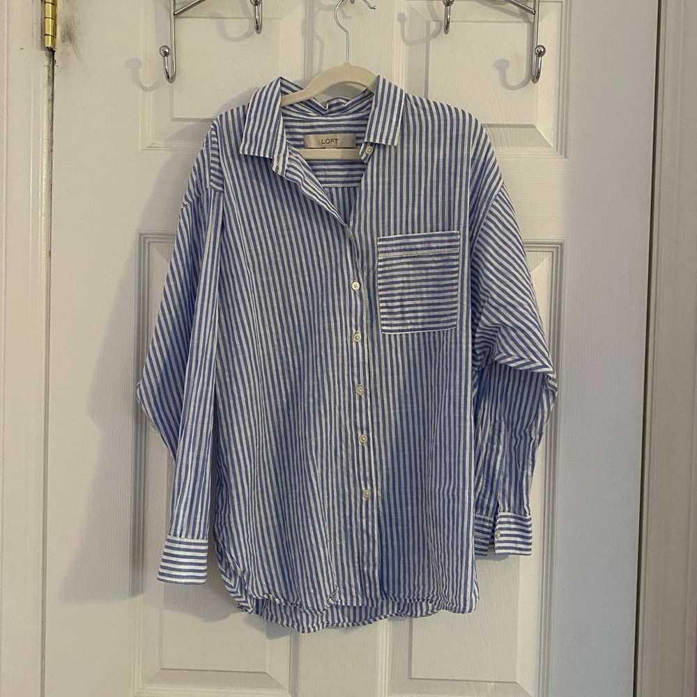 Loft Blue and White striped button down